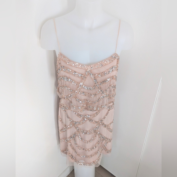 AIDAN MATTOX Light Pink/Blush Blouson Beaded Dress Size 4 - Picture 2 of 16